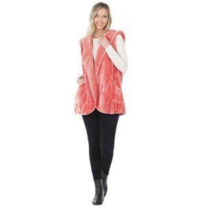 Zenana Faux Fur Sherpa Hooded Vest Pockets Plush